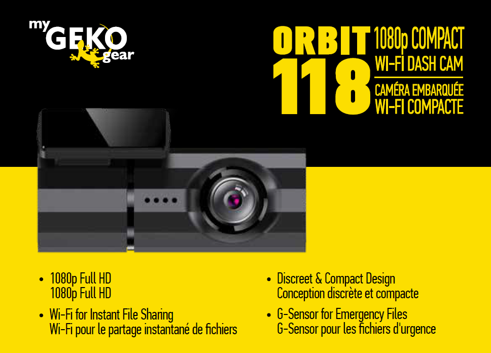  myGEKOgear Orbit 132 24/7 Dash Cam para automóviles con cable  OBD 2 y tarjeta SD 8G, cámara de coche WiFi G-sensor 24 7 edición de  vigilancia, Plug and Play, monitor de