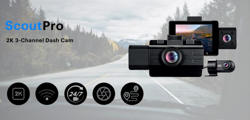  ADSGOSP32G  myGEKOgear Scout Pro 2K 3-Channel Dash Cam