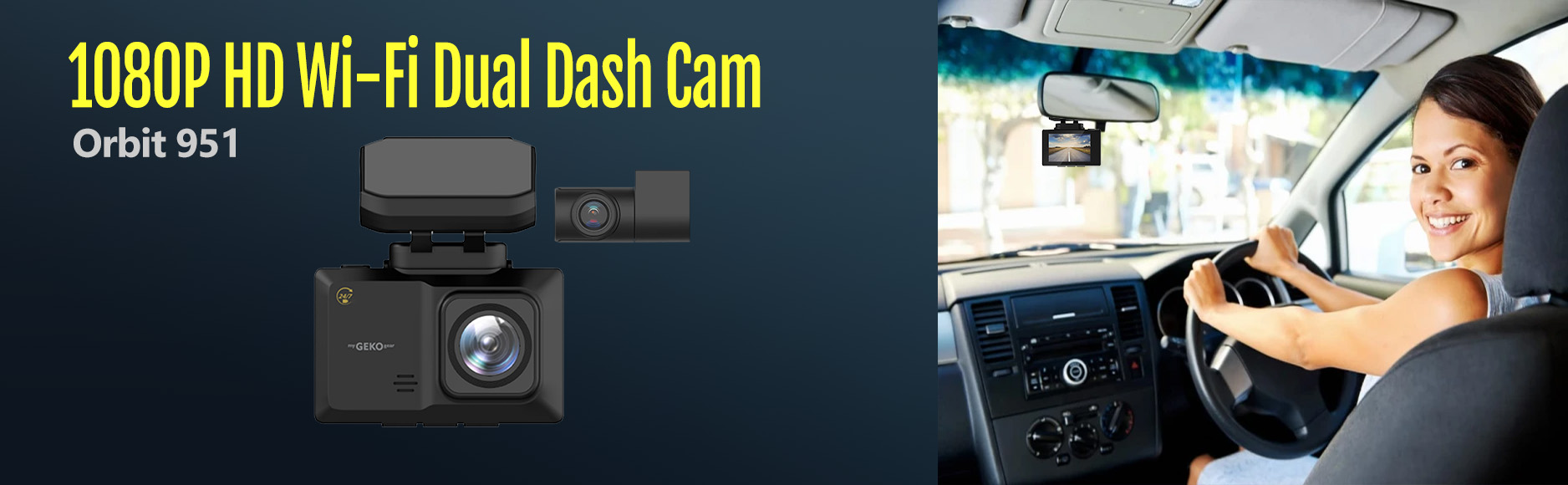 Orbit 951- 1080P HD WiFi Dual Dash Cam