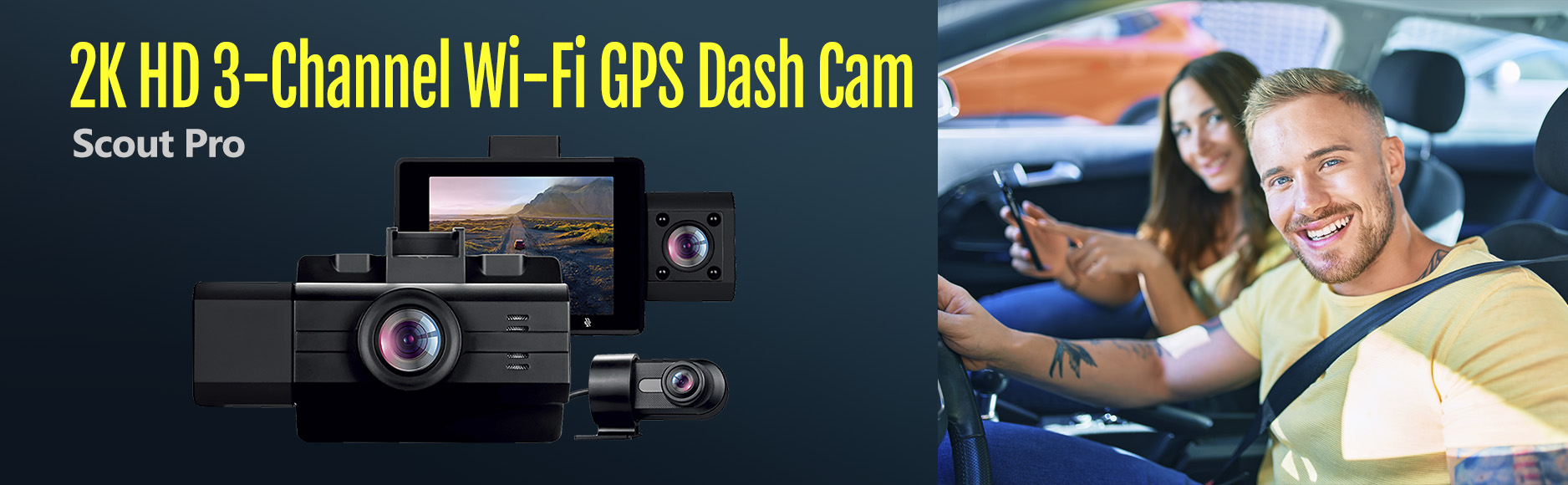 ScoutPro - 3 Channel 2K Wifi GPS Dash Cam