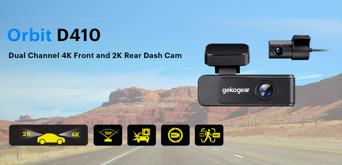 Orbit 410 Dual Channel 4K Front and 2K Rear Dash Cam with Wifi
